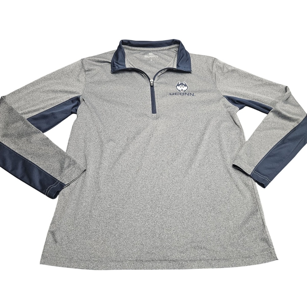 UConn Huskies Colosseum Pullover Mens Small Gray 1/4 Zip Performance NCAA Shirt